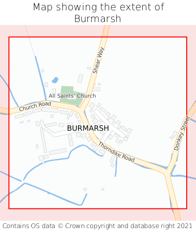 Map showing extent of Burmarsh as bounding box