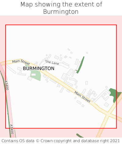 Map showing extent of Burmington as bounding box