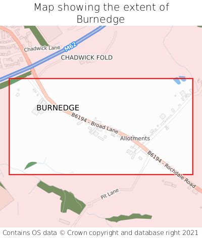 Map showing extent of Burnedge as bounding box