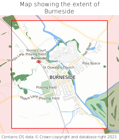 Map showing extent of Burneside as bounding box