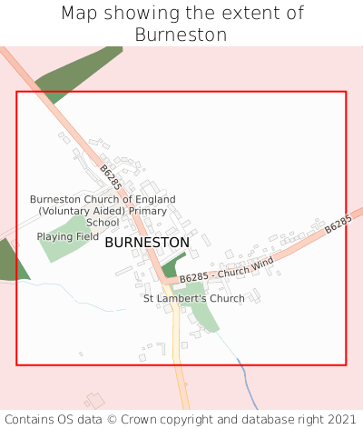 Map showing extent of Burneston as bounding box