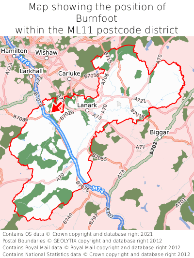 Map showing location of Burnfoot within ML11
