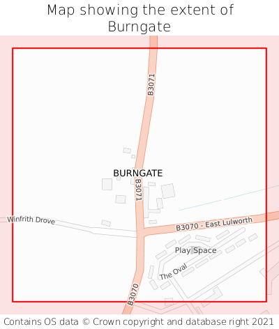 Map showing extent of Burngate as bounding box