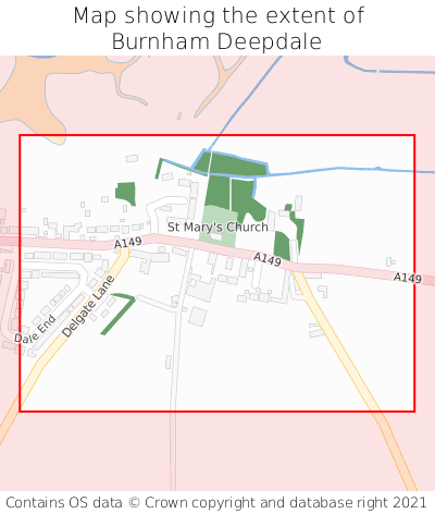 Map showing extent of Burnham Deepdale as bounding box
