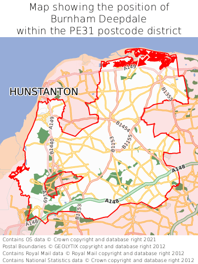 Map showing location of Burnham Deepdale within PE31