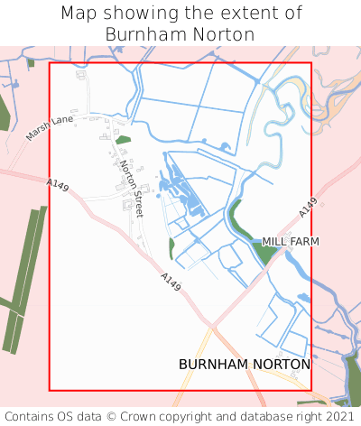 Map showing extent of Burnham Norton as bounding box