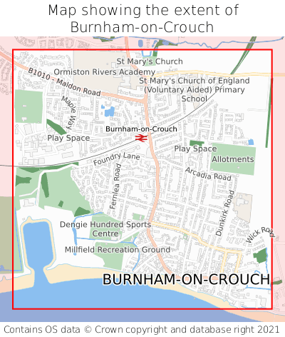 Map showing extent of Burnham-on-Crouch as bounding box