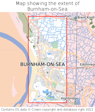 Map showing extent of Burnham-on-Sea as bounding box