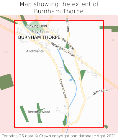 Map showing extent of Burnham Thorpe as bounding box