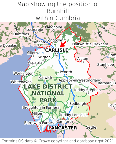 Map showing location of Burnhill within Cumbria