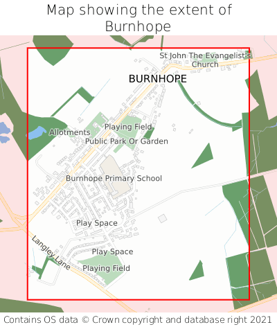 Map showing extent of Burnhope as bounding box