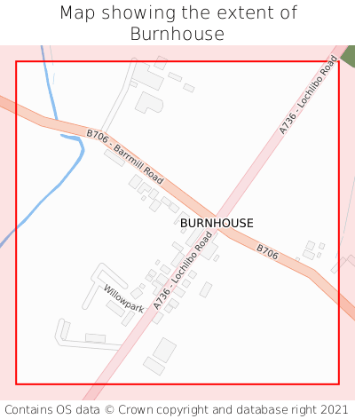 Map showing extent of Burnhouse as bounding box