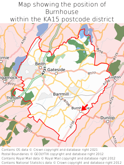 Map showing location of Burnhouse within KA15