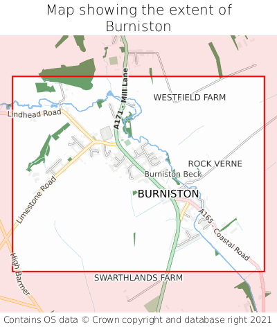 Map showing extent of Burniston as bounding box