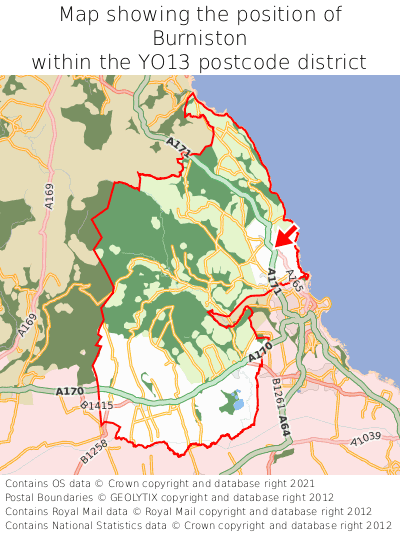 Map showing location of Burniston within YO13