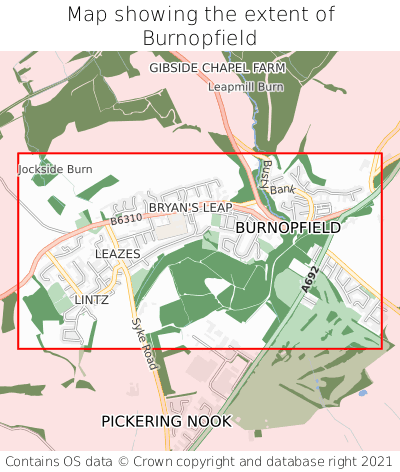 Map showing extent of Burnopfield as bounding box