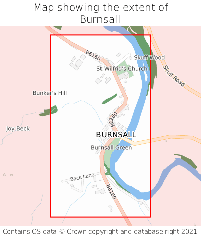 Map showing extent of Burnsall as bounding box