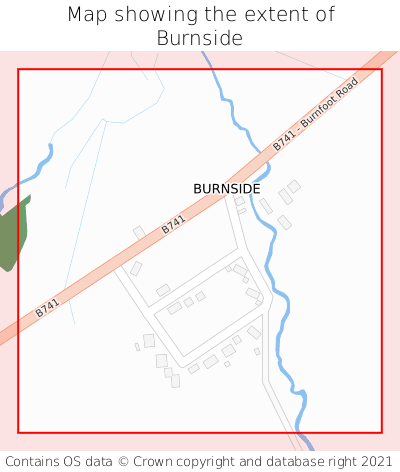 Map showing extent of Burnside as bounding box