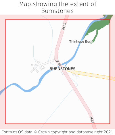 Map showing extent of Burnstones as bounding box