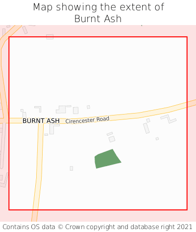 Map showing extent of Burnt Ash as bounding box