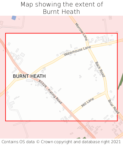 Map showing extent of Burnt Heath as bounding box