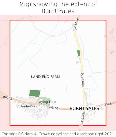 Map showing extent of Burnt Yates as bounding box