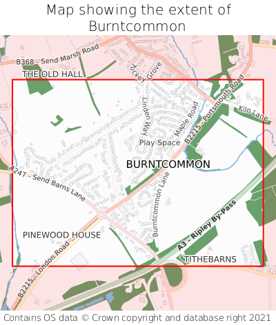 Map showing extent of Burntcommon as bounding box
