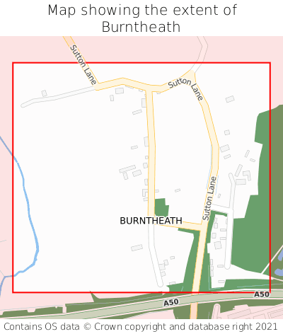 Map showing extent of Burntheath as bounding box