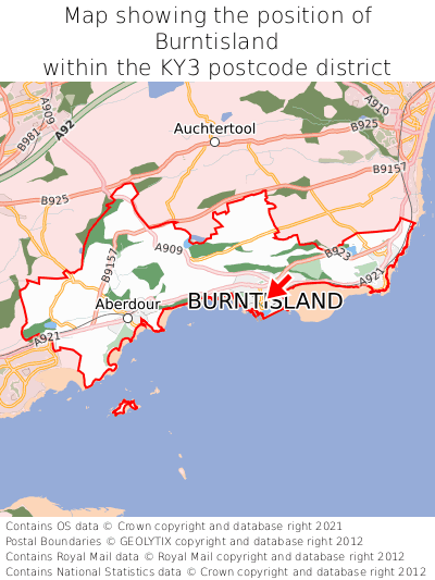 Map showing location of Burntisland within KY3