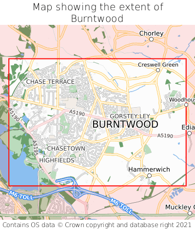 Map showing extent of Burntwood as bounding box