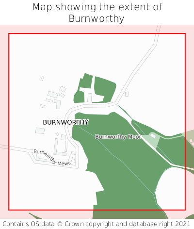 Map showing extent of Burnworthy as bounding box