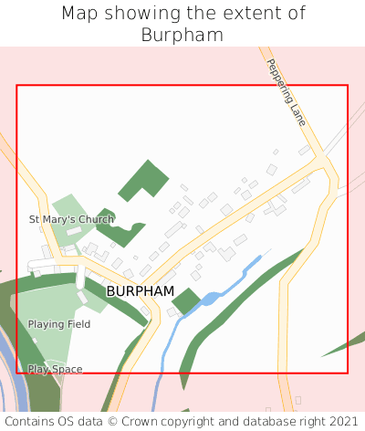 Map showing extent of Burpham as bounding box