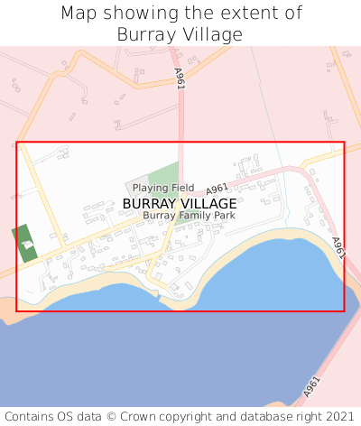 Map showing extent of Burray Village as bounding box
