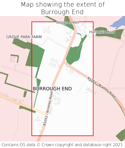 Map showing extent of Burrough End as bounding box