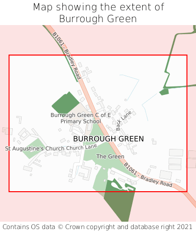 Map showing extent of Burrough Green as bounding box