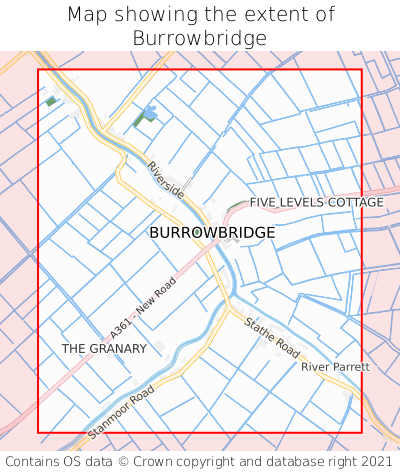 Map showing extent of Burrowbridge as bounding box