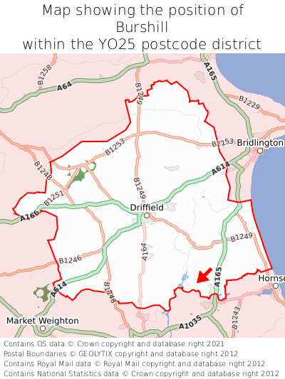 Map showing location of Burshill within YO25