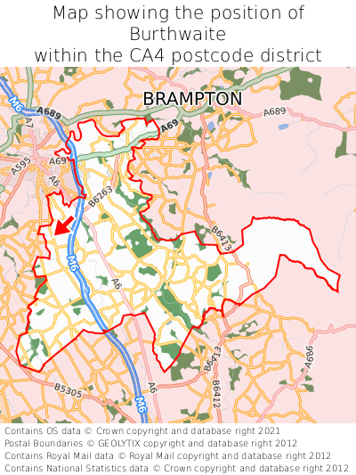 Map showing location of Burthwaite within CA4