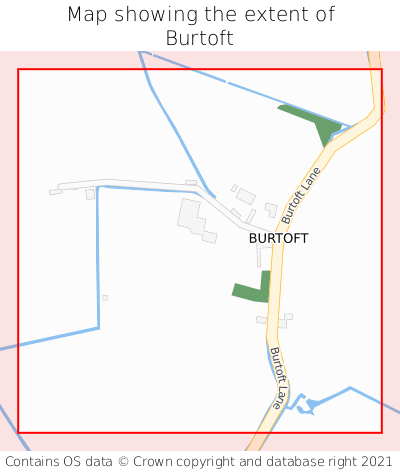 Map showing extent of Burtoft as bounding box