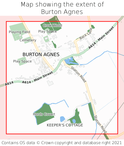 Map showing extent of Burton Agnes as bounding box