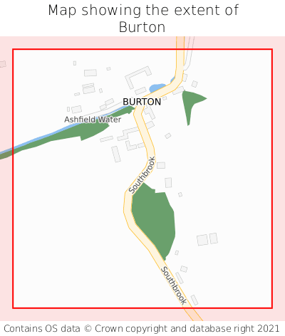 Map showing extent of Burton as bounding box