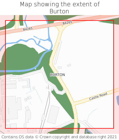 Map showing extent of Burton as bounding box