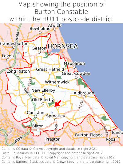 Map showing location of Burton Constable within HU11