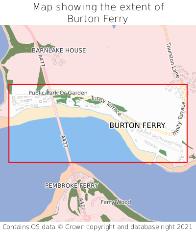 Map showing extent of Burton Ferry as bounding box