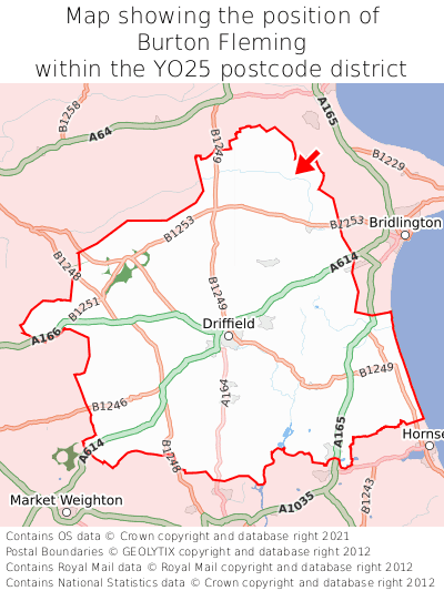 Map showing location of Burton Fleming within YO25
