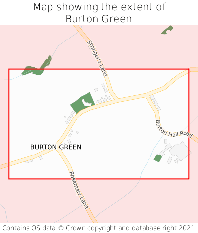 Map showing extent of Burton Green as bounding box