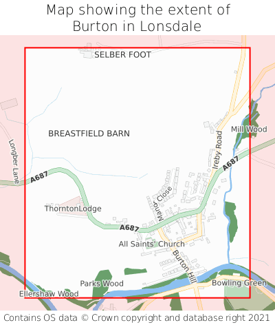 Map showing extent of Burton in Lonsdale as bounding box