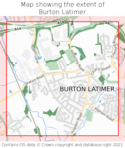 Map showing extent of Burton Latimer as bounding box