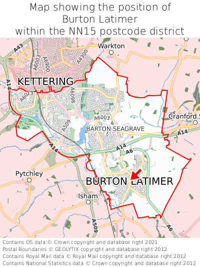 Map showing location of Burton Latimer within NN15