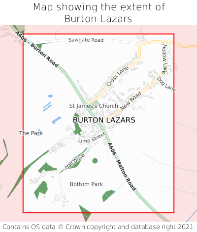 Map showing extent of Burton Lazars as bounding box
